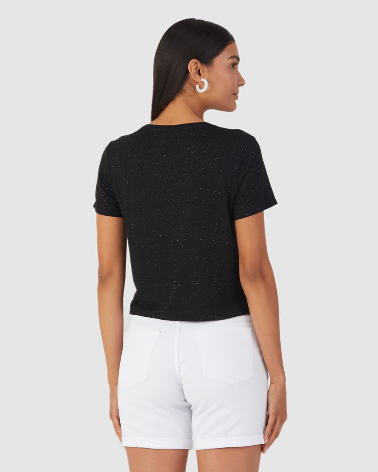 Blusa Cropped Básica Feminina Em Viscose Botonê