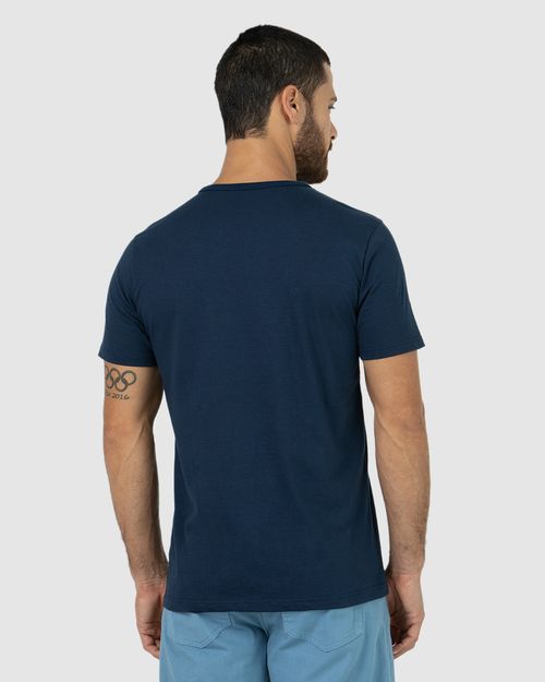 Camiseta Básica Masculina Listras Frontais Em Algodão