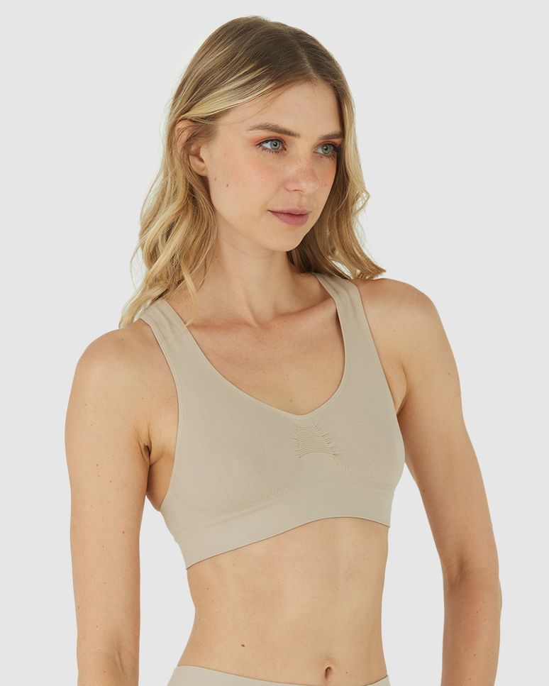 Top Feminino Nadador Sem Costura Em Poliamida