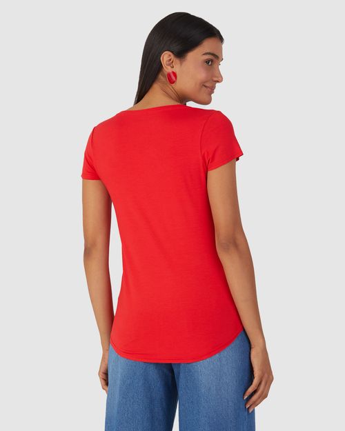 Blusa Básica Feminina Mullet Decote V Em Viscose Stretch