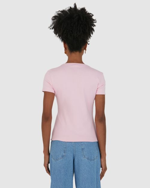 Blusa Básica Feminina Decote V Manga Curta Em Algodão