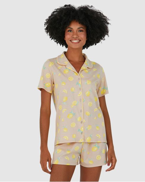 Pijama Americano Feminino Estampado Em Algodão