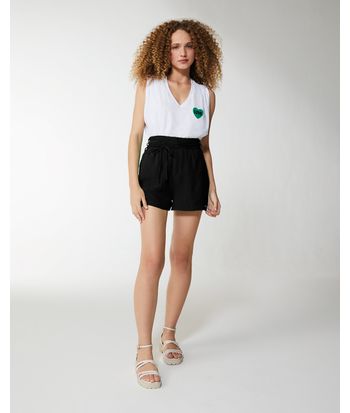 Shorts Alfaiataria Feminino Amarração Frontal Em Tecido Texturizado - Enfim