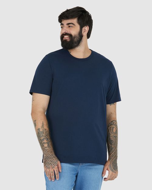 Camiseta Básica Masculina Plus Size Decote Redondo Em Algodão