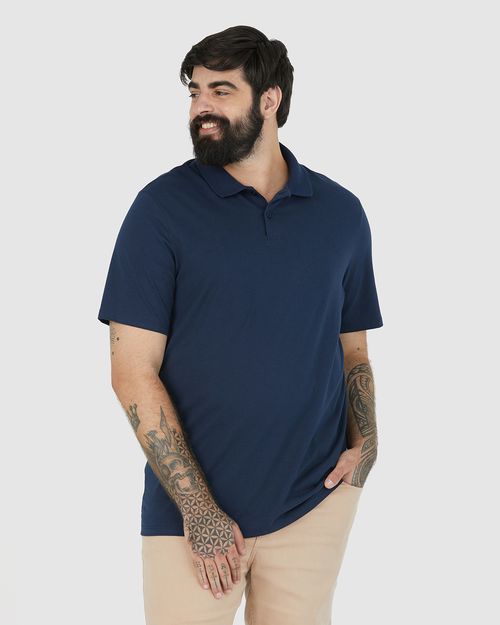 Camisa Polo Básica Masculina Plus Size Em Algodão