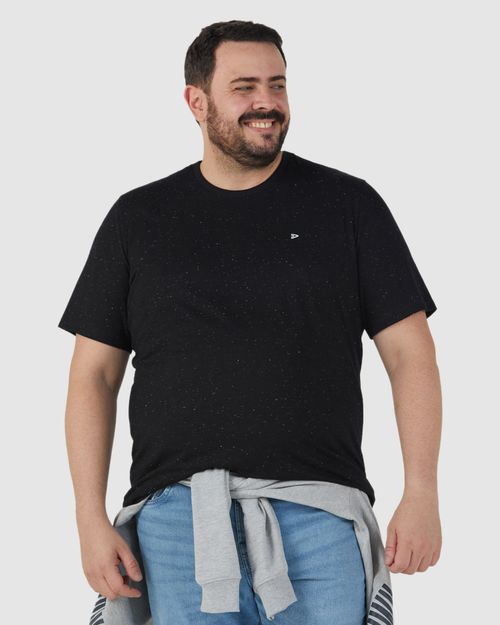 Camiseta Básica Masculina Plus Size Com Bordado Em Malha Botonê