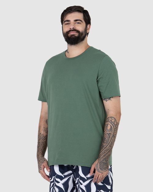 Camiseta Básica Masculina Plus Size Decote Redondo Em Algodão
