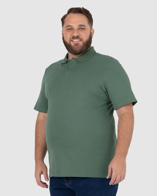 Camisa Polo Básica Masculina Plus Size Em Algodão