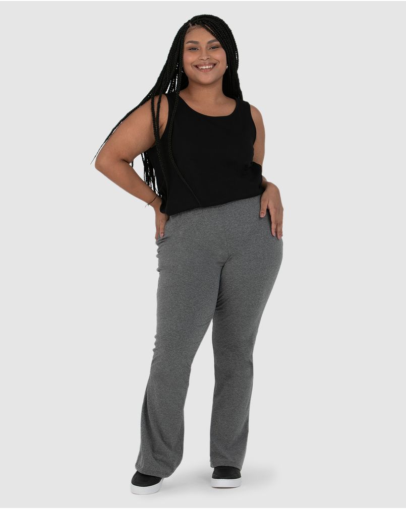 Calça básica feminina plus size cinza Malwee