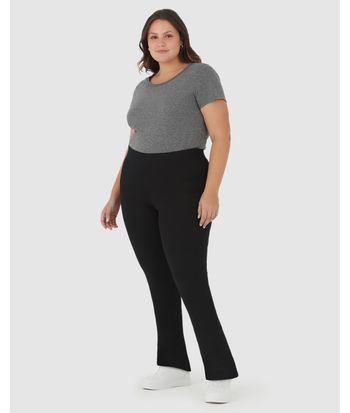 Calça Básica Feminina Plus Size Flare Em Algodão