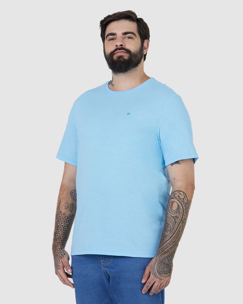 Camiseta Básica Masculina Plus Size Decote Redondo Em Malha Rajada