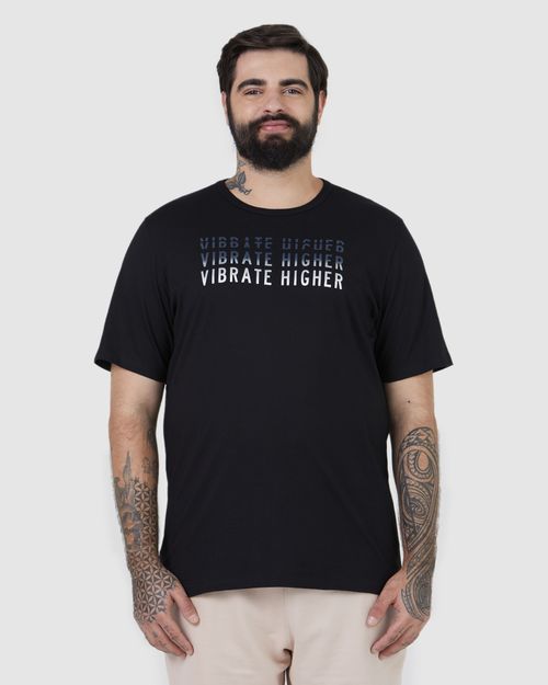 Camiseta Masculina Plus Size Gola Redonda Vibrate Higher Em Algodão