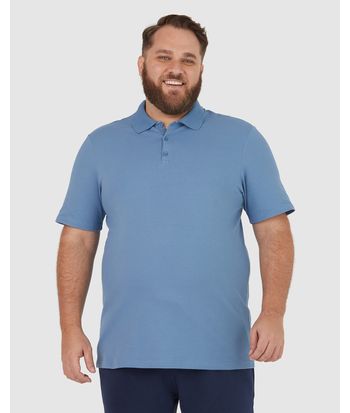 Camisa Polo Básica Masculina Plus Size Em Piquet Stretch