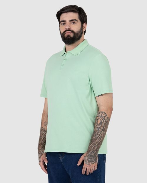 Camisa Polo Básica Masculina Plus Size Em Piquet Stretch