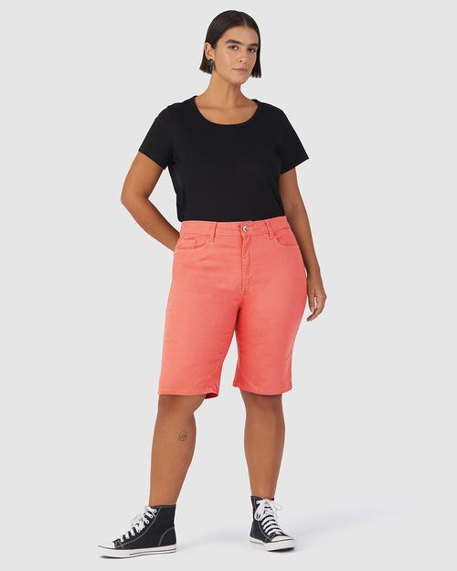 Bermuda Feminina Plus Size Ciclista Em Flex Jeans