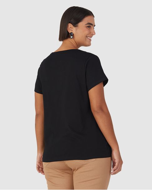 Blusa Básica Feminina Plus Size Decote Redondo Em Algodão