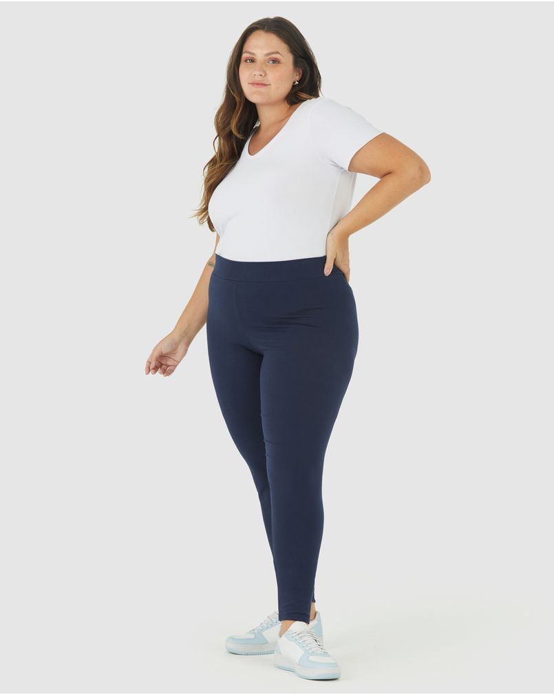 Calça Legging Básica Feminina Plus Size Supplex Lycra®Azul Escuro