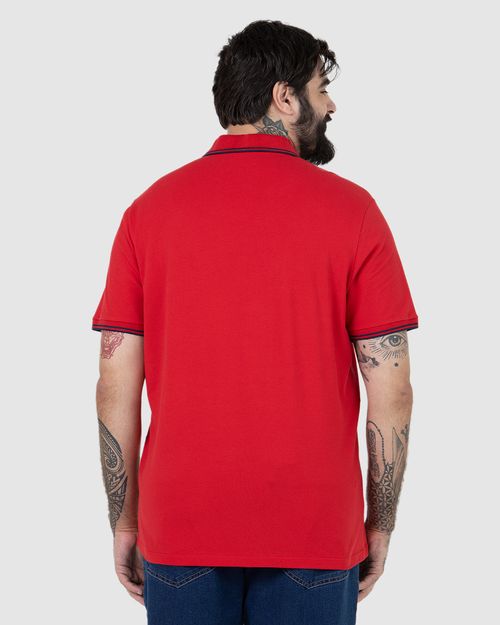 Camisa Polo Masculina Plus Size Peitilho Frontal Em Piquet Stretch