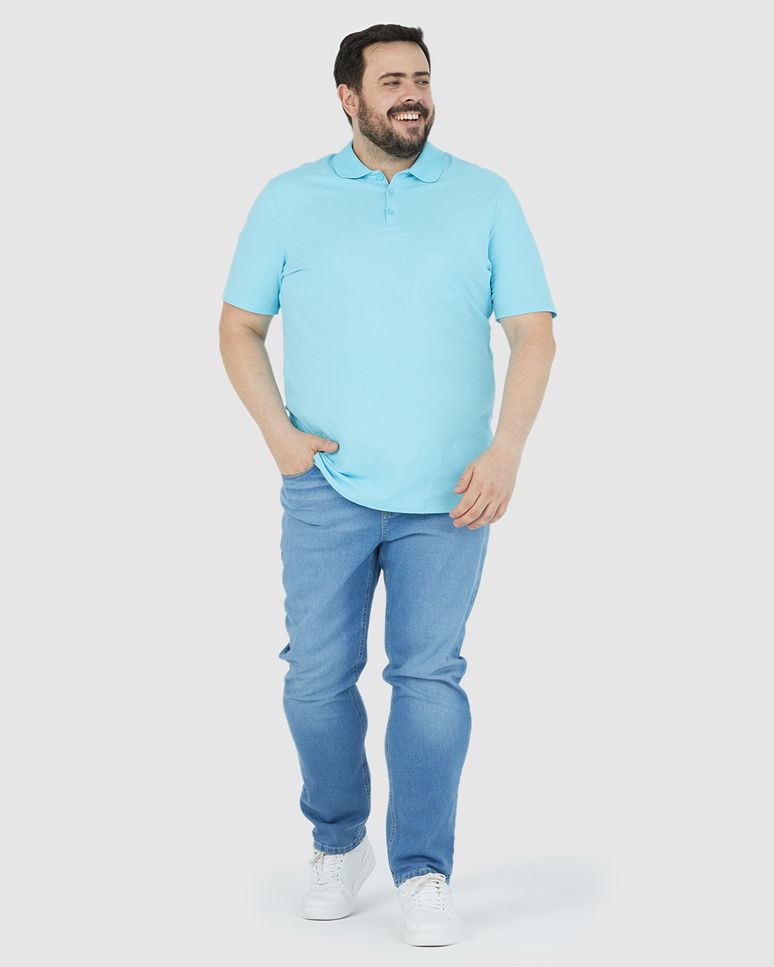 Camisa Polo Básica Masculina Plus Size Em Piquet Stretch