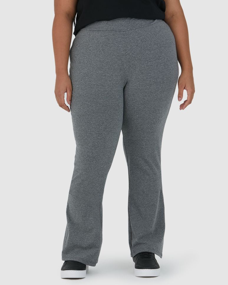 Calça Básica Feminina Plus Size Flare Em Algodão