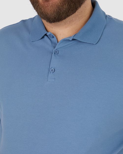 Camisa Polo Básica Masculina Plus Size Em Piquet Stretch