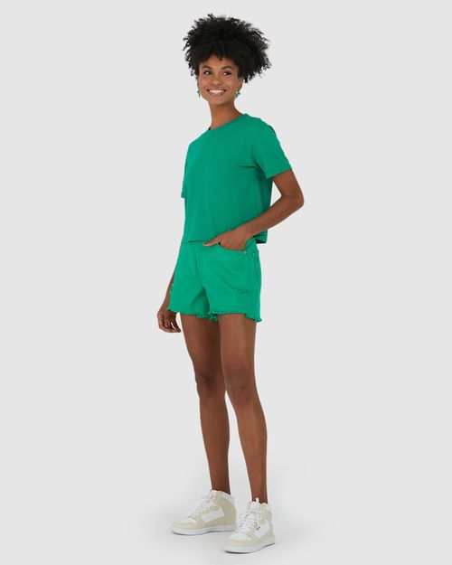Blusa Básica Feminina Manga Curta Em Algodão
