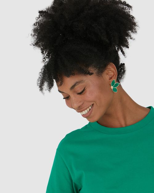 Blusa Básica Feminina Manga Curta Em Algodão