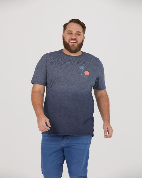 Camiseta Masculina Plus Size Estampa Peitoral Em Malha Fio A Fio