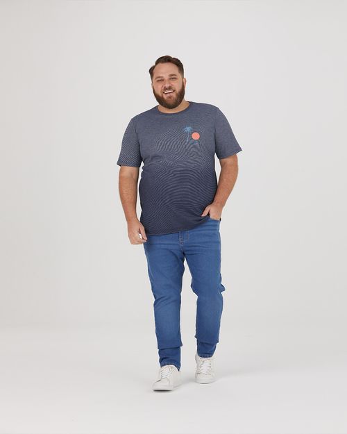 Camiseta Masculina Plus Size Estampa Peitoral Em Malha Fio A Fio