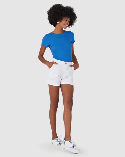 Shorts Alfaiataria Feminino Em Sarja Com Elastano