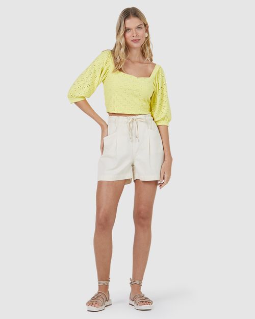 Blusa Feminina Decote Quadrado Em Malha Laise
