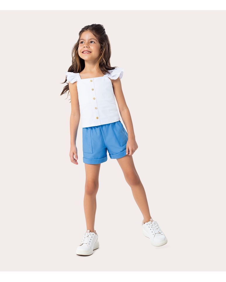 Conjunto Infantil Menina com Regata com Babado Algodão Malwee Kids