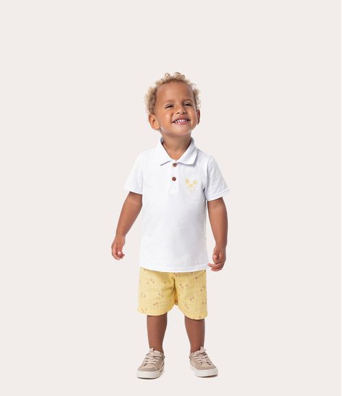 Conjunto Infantil Menino Polo Em Algodão e Bermudinha Malwee Kids