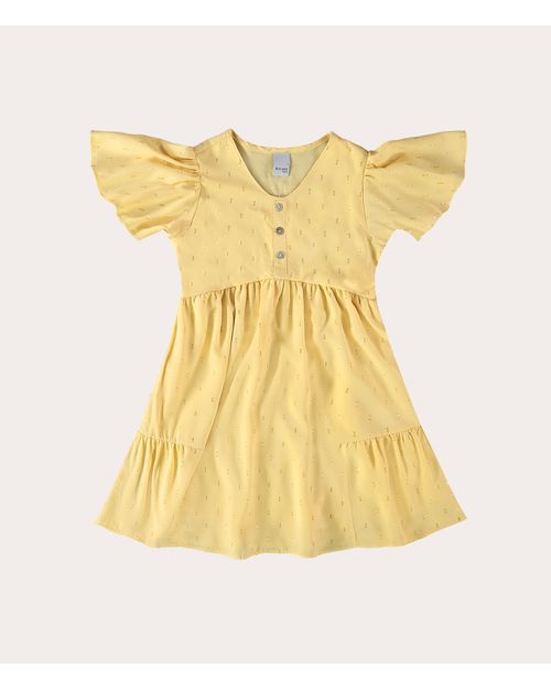 Vestido Infantil Manga Babado Em Plumeti Lurex Malwee Kids