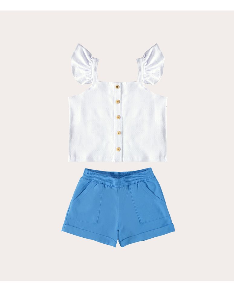 Conjunto Infantil Menina com Regata com Babado Algodão Malwee Kids