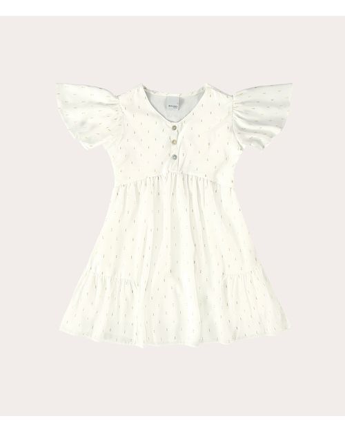 Vestido Infantil Manga Babado Em Plumeti Lurex Malwee Kids