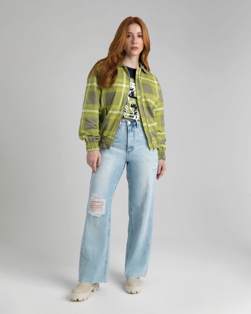 Jaqueta Oversized Feminina Xadrez Em Moletom Flanelado - ENFIM