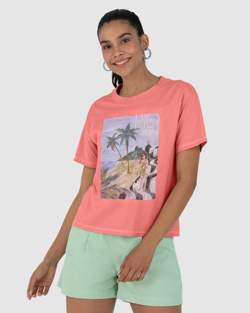 Camiseta Feminina Rio Brazil Em Algodão