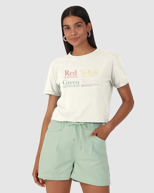 Camiseta Cropped Feminina Yellow Em Malha Algodão