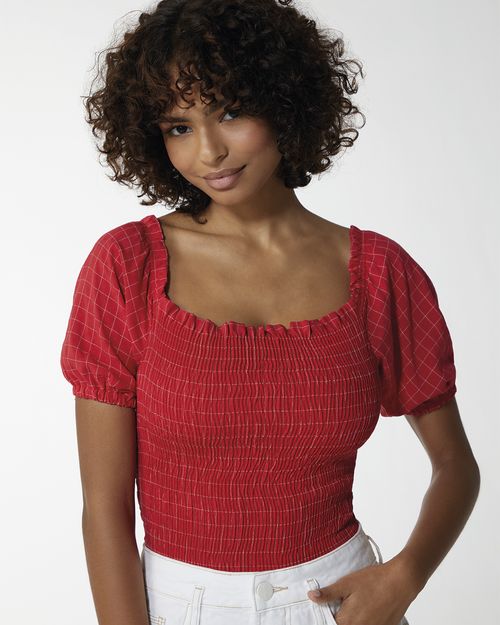 Blusa Justa Feminina Manga Bufante Em Jacquard - ENFIM