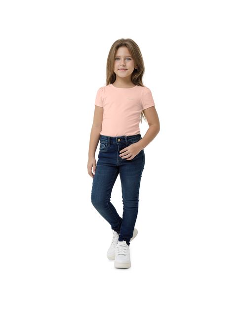 Calça Menina Skinny Cintura Média em Jenas Com Elastano - Carinhoso