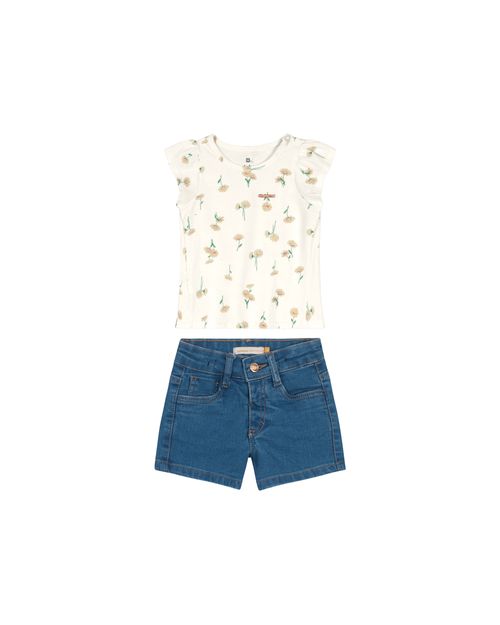 Conjunto Menina Shorts Jeans Com Elastano Carinhoso