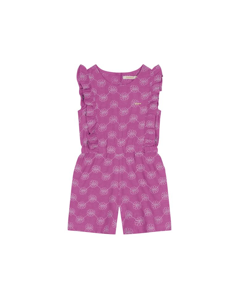 Macaquinho Menina Em Linho Bordado - Carinhoso