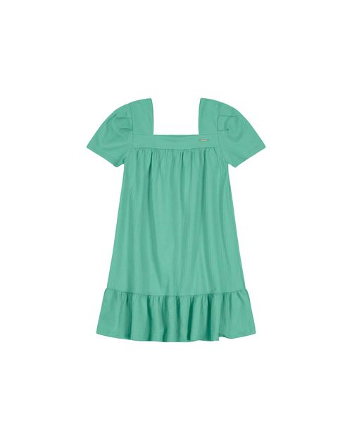 Vestido Menina Decote Quadrado Em Malha Texturizada Carinhoso