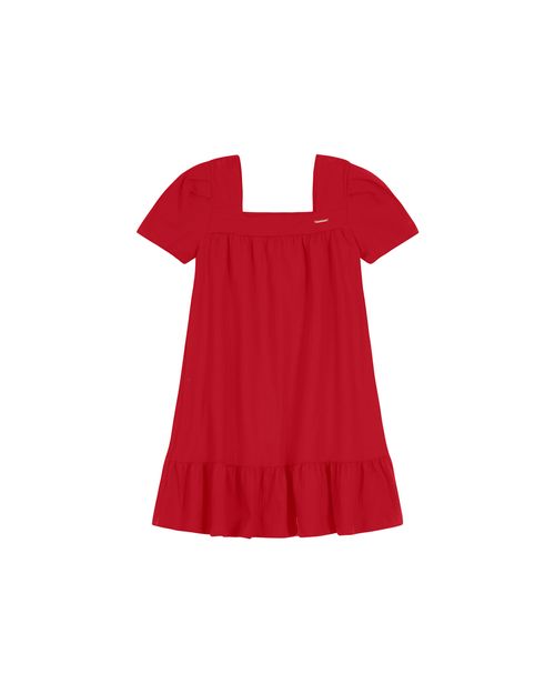 Vestido Menina Decote Quadrado Em Malha Texturizada Carinhoso