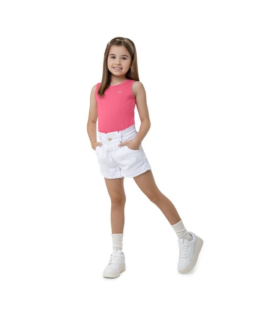 Blusa Menina Decote Redondo Em Malha Texturizada Carinhoso