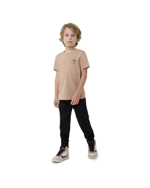 Camiseta Menino Botão No Peitoral Em Algodão Carinhoso