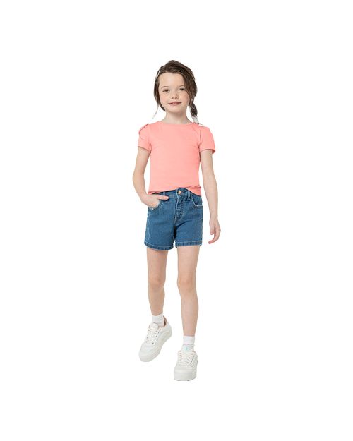 Blusa Menina Bordado No Peitoral Em Malha De Algodão Carinhoso