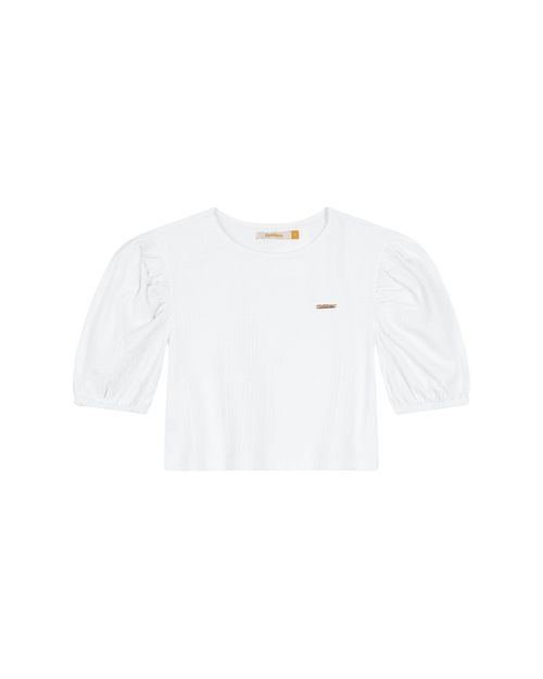 Blusa Menina Manga Bufante Em Malha Texturizada Carinhoso