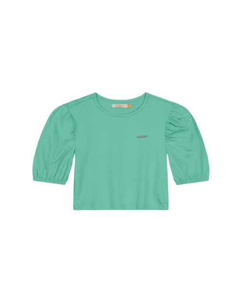 Blusa Menina Manga Bufante Em Malha Texturizada Carinhoso